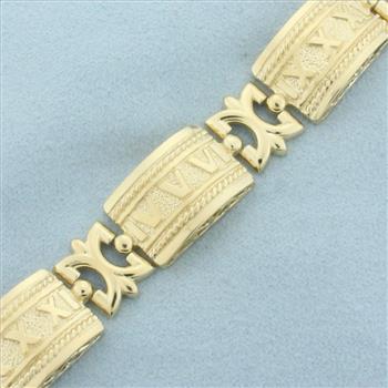 Roman Numeral Bracelet in 14k Yellow Gold