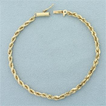 Rope Link Chain Bracelet in 14k Yellow Gold