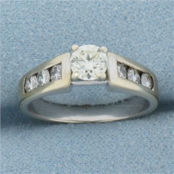 Round Brilliant Diamond Engagement Ring in 14K White Gold