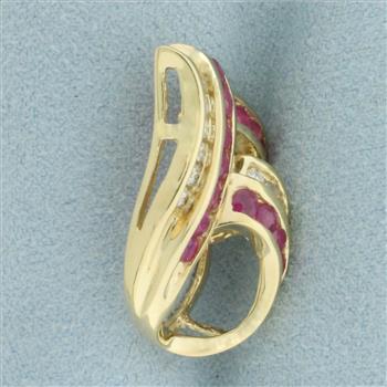 Ruby and Diamond Slide Pendant in 14k Yellow Gold