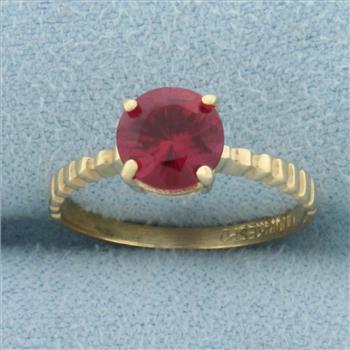 Ruby Solitaire Ring in 14k Yellow Gold