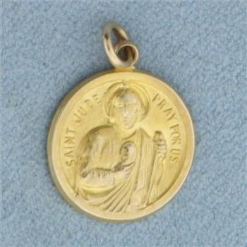 Saint Jude Pray For Us Charm in 10k Yellow Gold