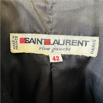 Saint Laurent YSL Rive Gauche Black Iconic Military Double Breasted Button Jacket 42