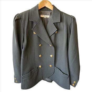 Saint Laurent YSL Rive Gauche Black Iconic Military Double Breasted Button Jacket 42