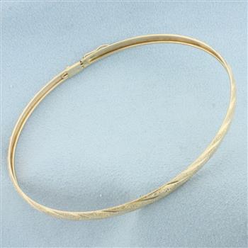 Sandblast  Finish Bangle Bracelet in 10k Yellow Gold