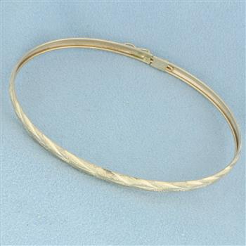 Sandblast  Finish Bangle Bracelet in 10k Yellow Gold
