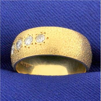 Sandblast Finish Diamond Band Ring in 14k Yellow Gold
