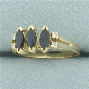 Sapphire and Diamond Ring in 14k Yellow Gold