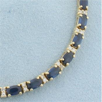 Sapphire and Diamond Tennis Bracelet in 14k Yellow Gold