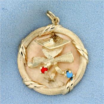 School Graduation Pendant or Charm in 14k Yellow Gold