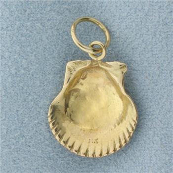 Seashell Charm or Pendant in 14k Yellow Gold