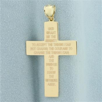 Serenety Prayer Cross Pendant in 14k Yellow Gold