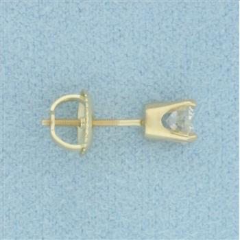 Single Diamond Screw Back Stud Earrings in 14k Yellow Gold