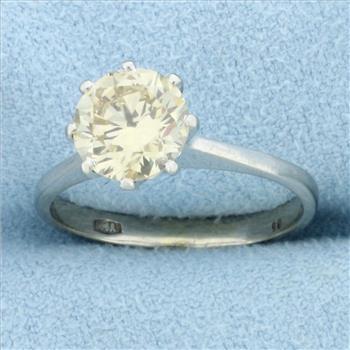 Solitaire Champagne Diamond Engagement Ring in 14K White Gold