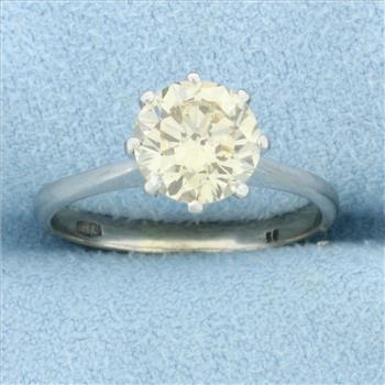 Solitaire Champagne Diamond Engagement Ring in 14K White Gold