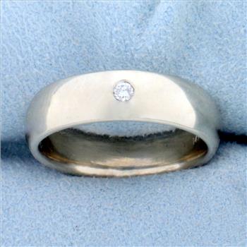 Solitaire Diamond Band Ring in 14K White Gold