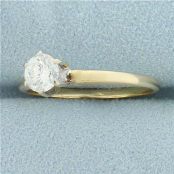 Solitaire Diamond Engagement Ring in 14K Yellow Gold