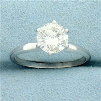 Solitaire Diamond Engagement Ring in 18k White Gold