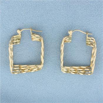 Square Hoop Earrings in 14k Yellow Gold