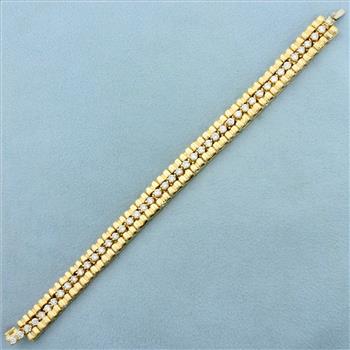 Tank Track Diamond Line Tennis Bracelet in 14K Yellow Gold
