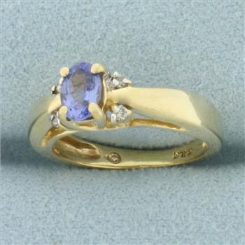 Tanzanite and Diamond Ring in 14k Yellow Gold