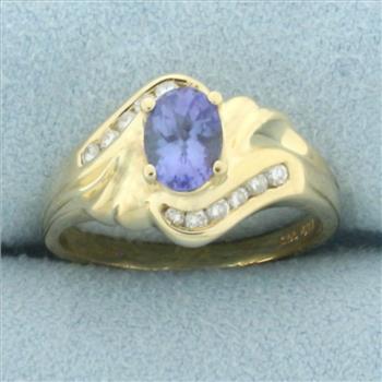 Tanzanite and Diamond Ring in 14k Yellow Gold