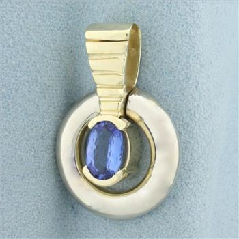 Tanzanite Two Tone Pendant in 14k Yellow and White Gold