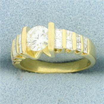 Tension Set Diamond Engagement Ring in 18K Yellow Gold