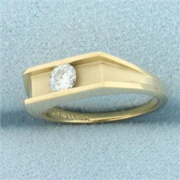 Tension Set  Diamond Solitaire Ring in 14k Yellow Gold
