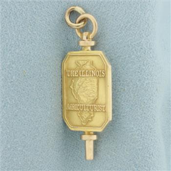 The Illinois Agriculturist Pendant or Charm in 10k Yellow Gold