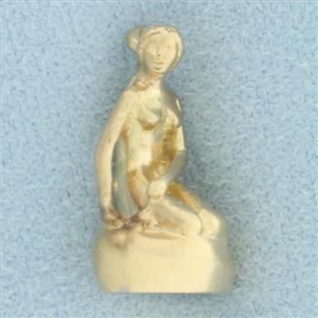 The Little Mermaid of Copenhagen Denmark Pendant or Charm in 14k Yellow Gold