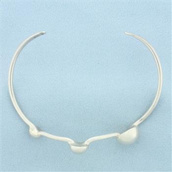 Three Bead Bangle Bracelet in Sterling Silver
