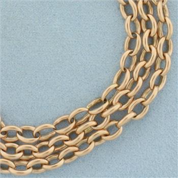 Three Layer Cable Link Chain Bracelet in 14k Rose Gold