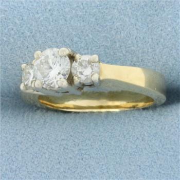 Three Stone Diamond Engagement or Anniversary Ring in 14k Yellow Gold