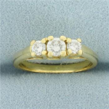 Three Stone Diamond Wedding or Anniversary Ring in 18k Yellow Gold