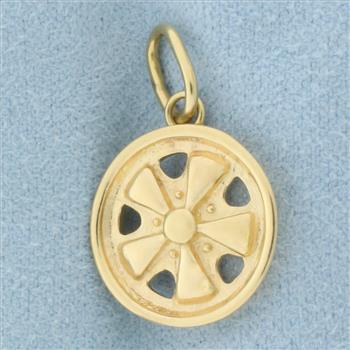 Tire Rim Charm in 14k Yellow Gold