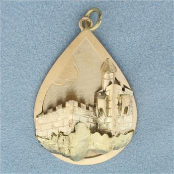 Tower of David Jerusalem Israel Charm or Pendant in 14k Yellow Gold