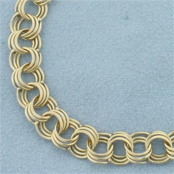 Triple Loop Charm Bracelet in 14k Yellow Gold
