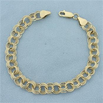 Triple Loop Charm Bracelet in 14k Yellow Gold