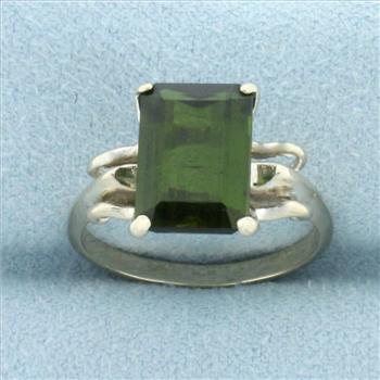 Tsavorite Solitaire Ring in 14k White Gold