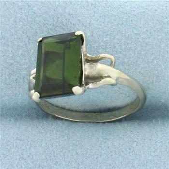 Tsavorite Solitaire Ring in 14k White Gold