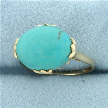 Turquoise Solitaire Ring in 14k Yellow Gold