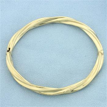 Twisting Rope Design Bangle Bracelet in 14k Yellow Gold