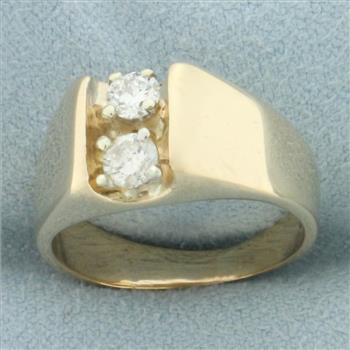 Two Stone Diamond Ring in 14k Yellow Gold