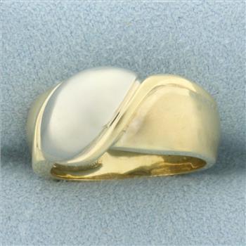 Two Tone 3 D Satin Finish Ring in 14k White and Yellow Gold