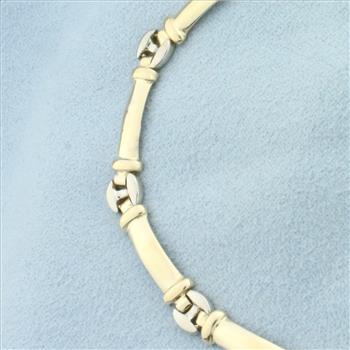 Two Tone Link Bracelet in 14k Yellow and White Gold