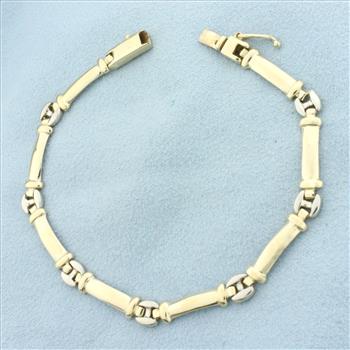 Two Tone Link Bracelet in 14k Yellow and White Gold