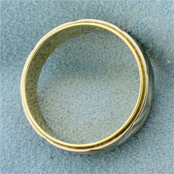 Two Tone Wave Design Wedding Band Ring in 14K Yellow and White Gold