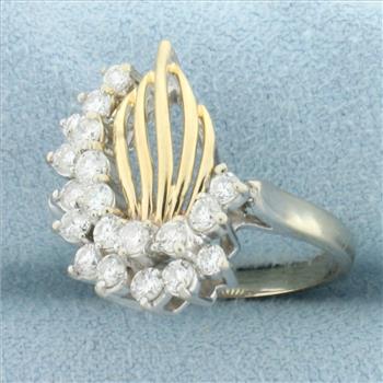 Unique Abstract Design Diamond Ring in 14k Yellow Gold