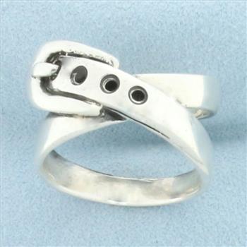 Unique Belt Design Ring in Sterling Silver